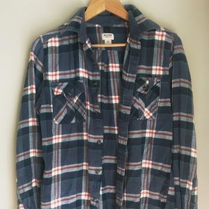 Mossimo Blue/Salmon Plaid Flannel